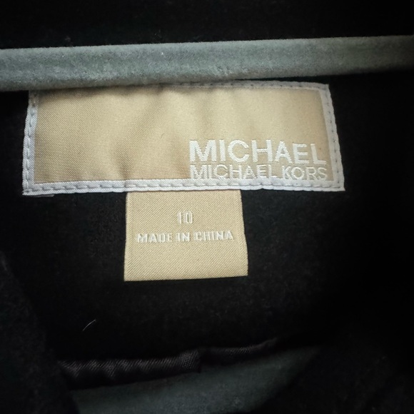 Michael Kors Black Pea Coat with White Accents - Picture 4 of 5